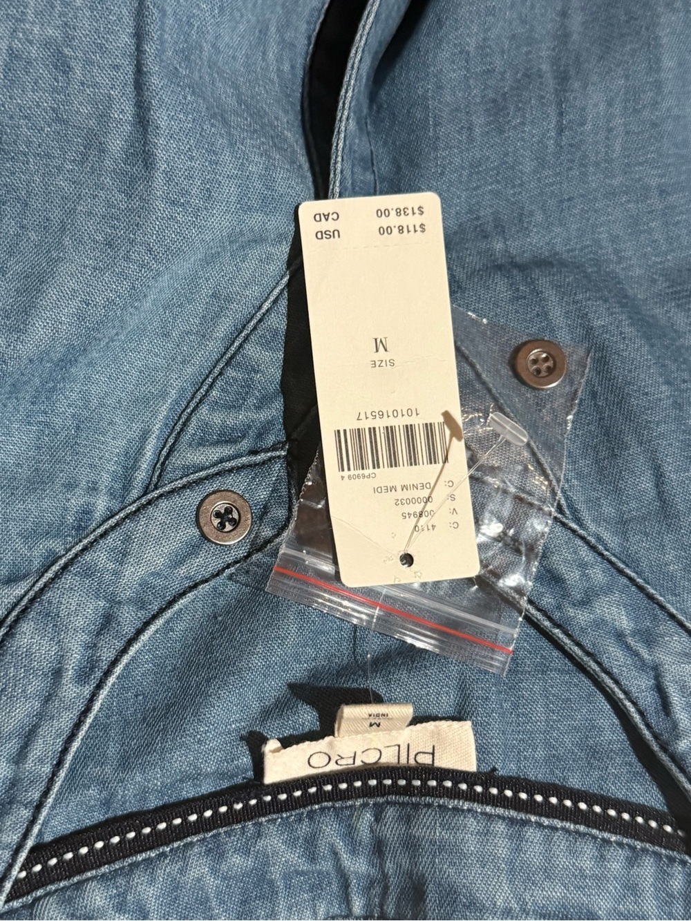 NWT Anthropologie Pilcro Linden Blue Denim Button-Front Pintuck Waist Blouse - Picture 5 of 9
